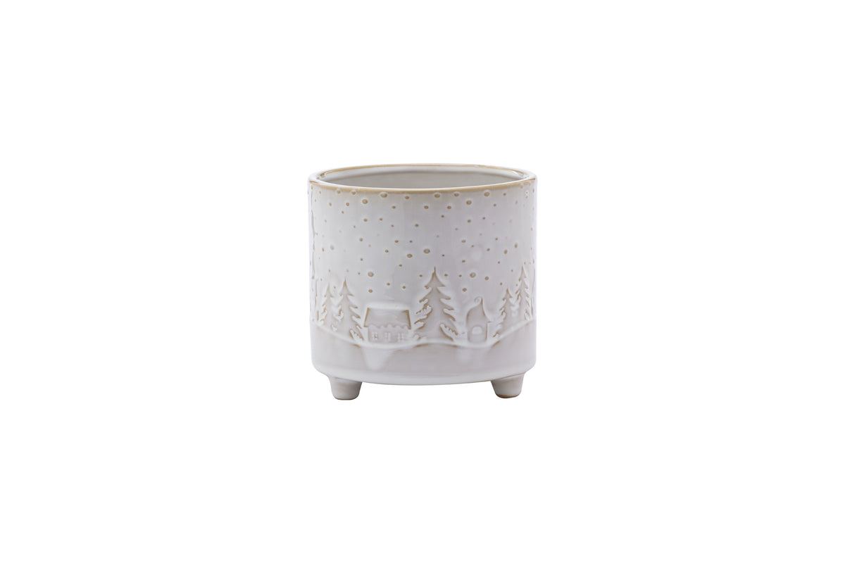 4.5" Snow Winter Scene Planter