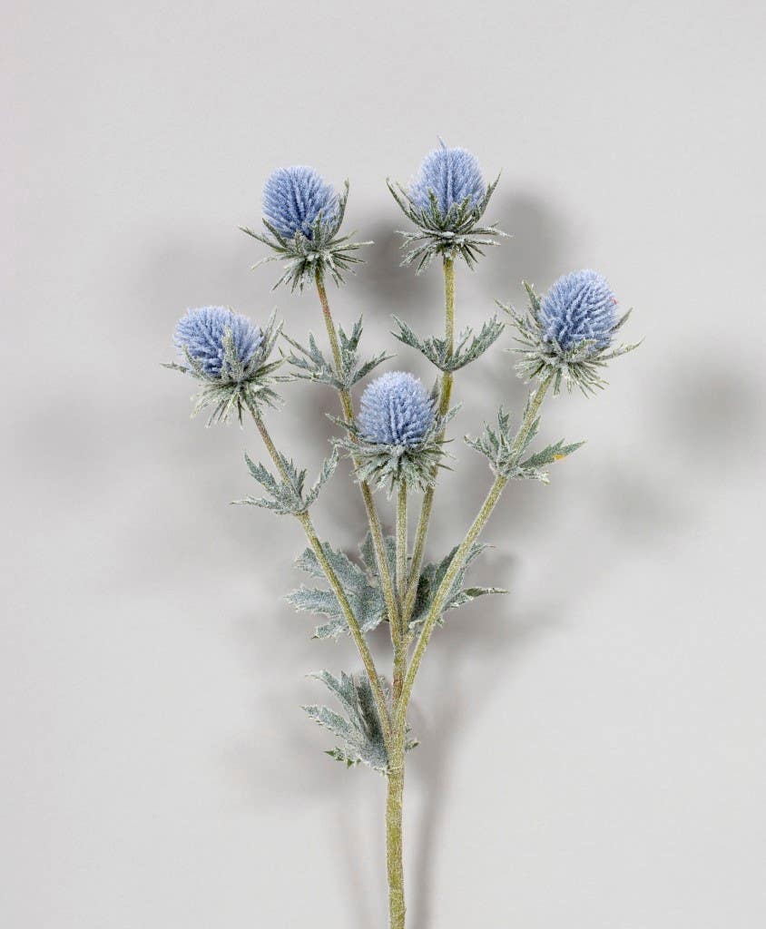 24.5 Blue Flocked Thistle Spray, 5