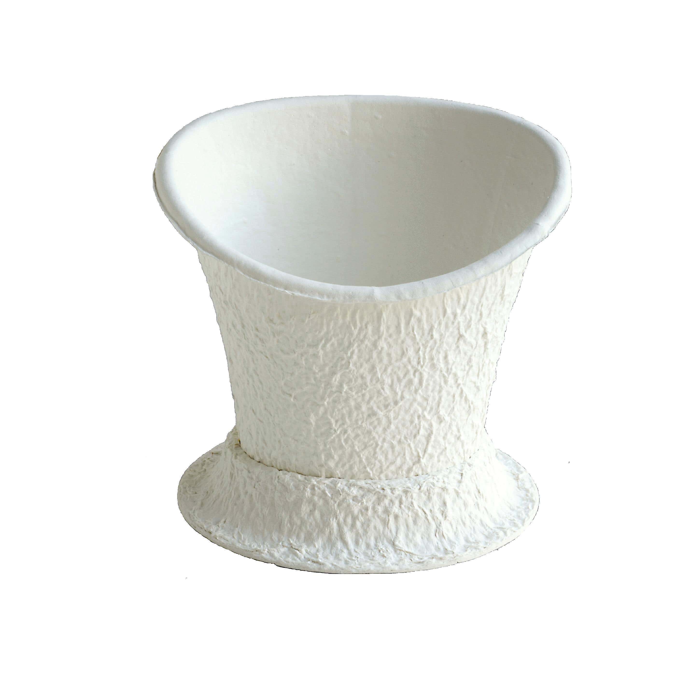 6 White Paper Mache Oval Vase
