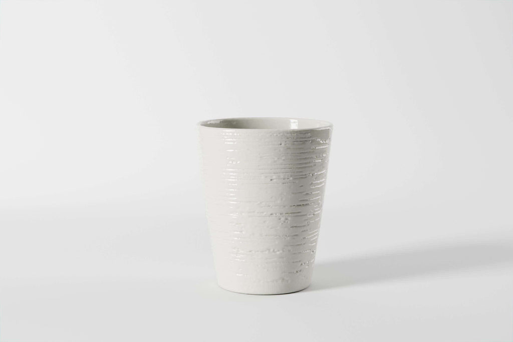5 x 5.5 Warm White Birch Ceramic Pots, 6-Case