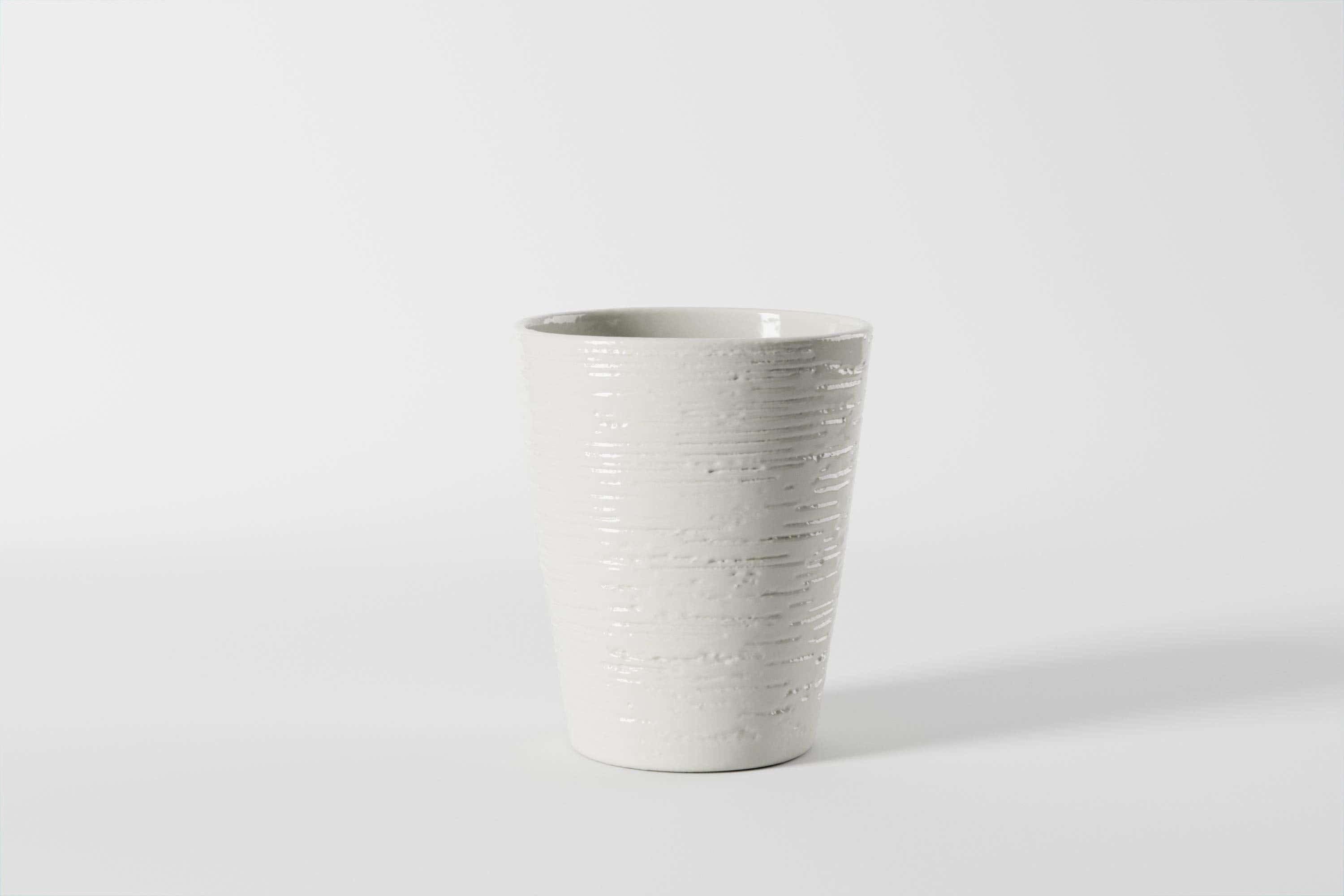 5 x 5.5 Warm White Birch Ceramic Pots, 6-Case