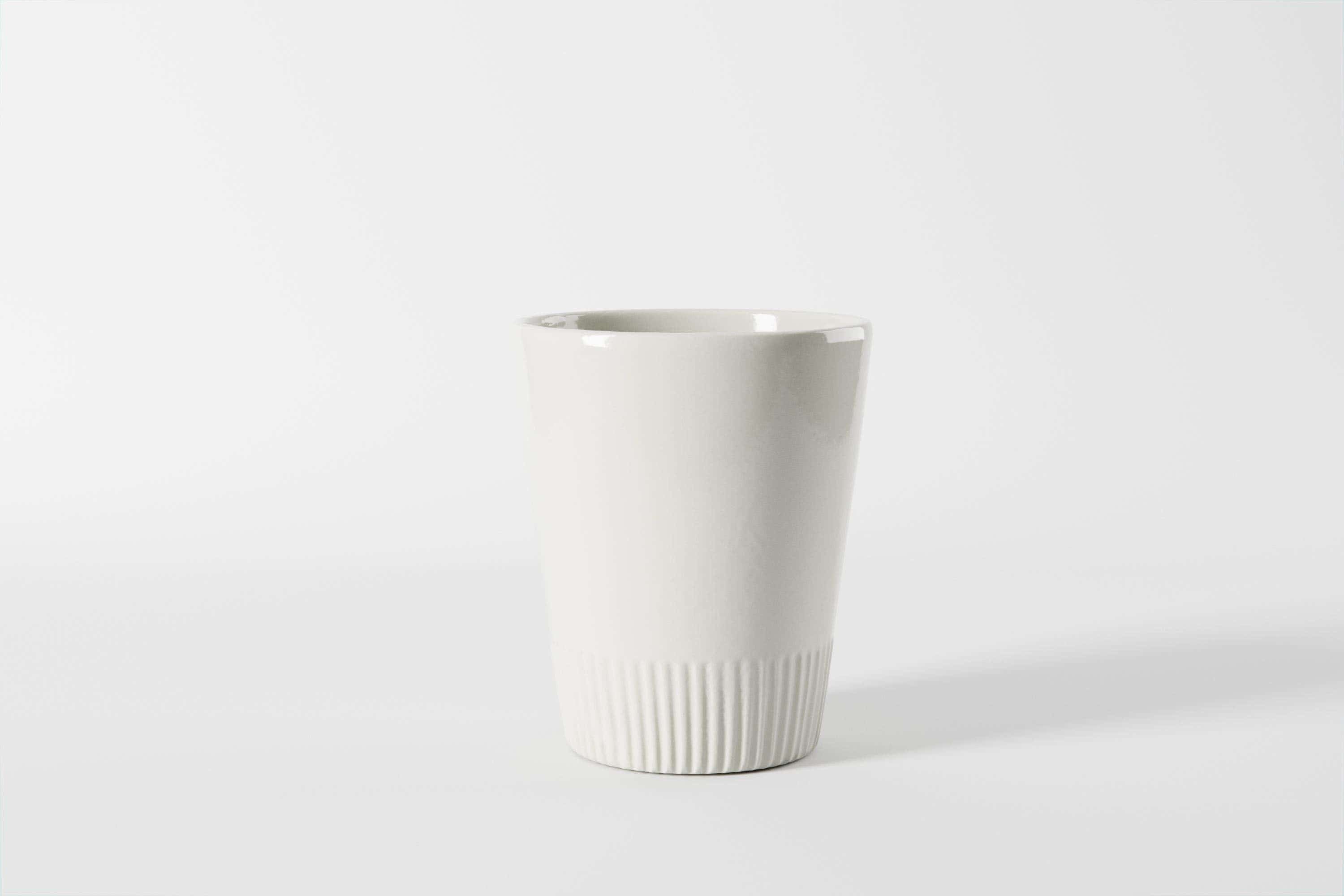 5 x 5.5 Warm White Indent Ceramic Pots, 6-Case