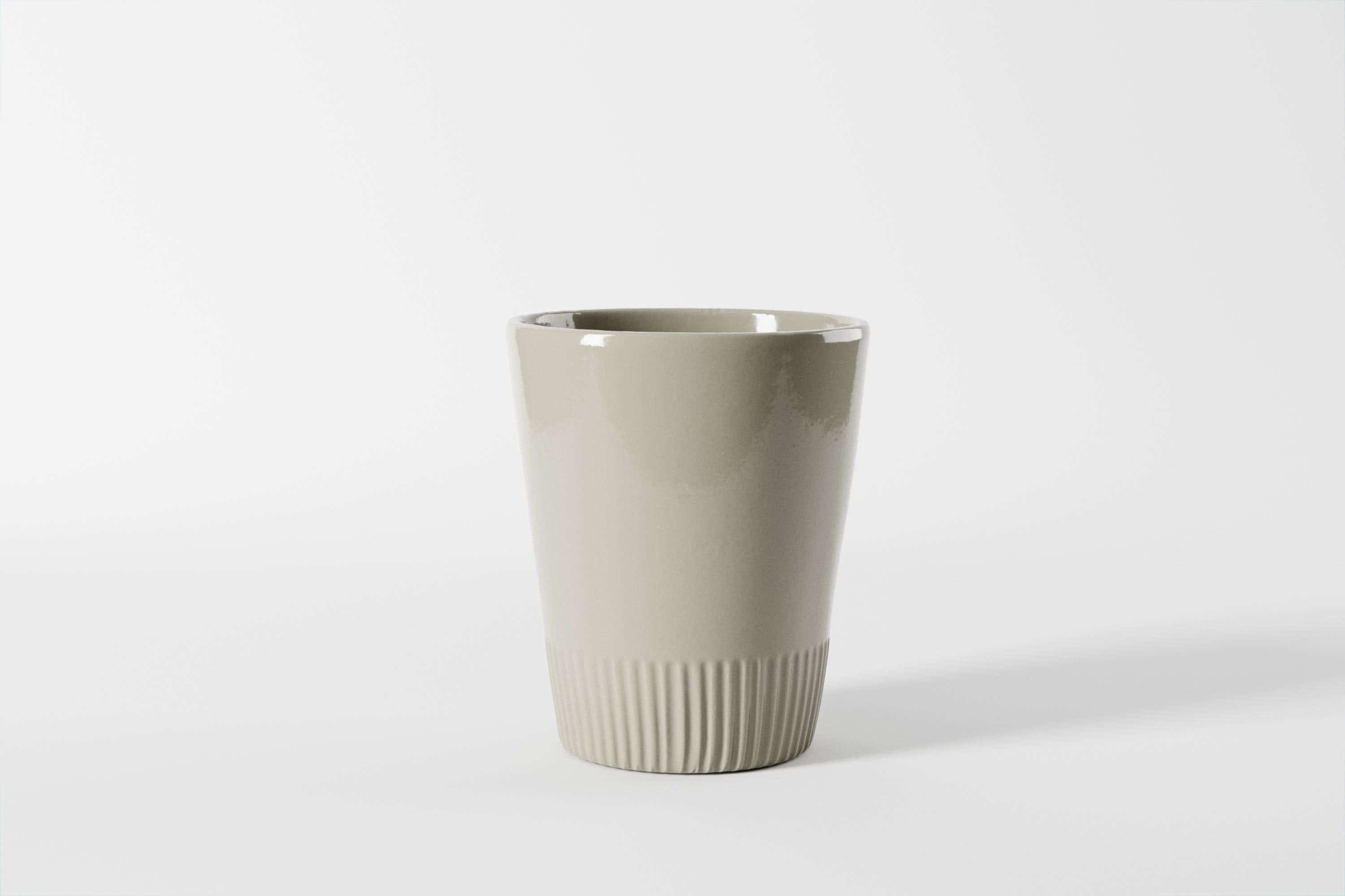 5 x 5.5 Taupe Stone Indent Ceramic Pots, 6-Case