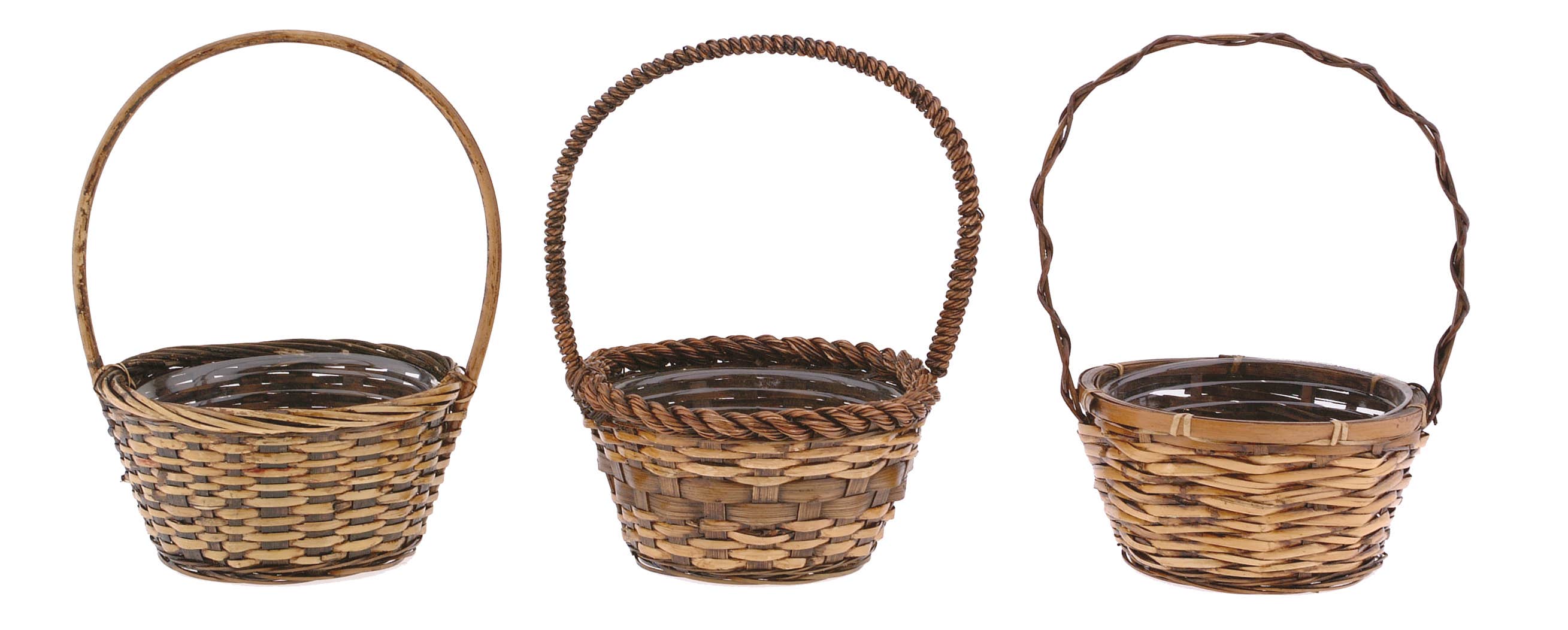 10 Round Brown Rattan Basket with Liner