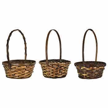 8 Brown Bamboo Basket With Handle
