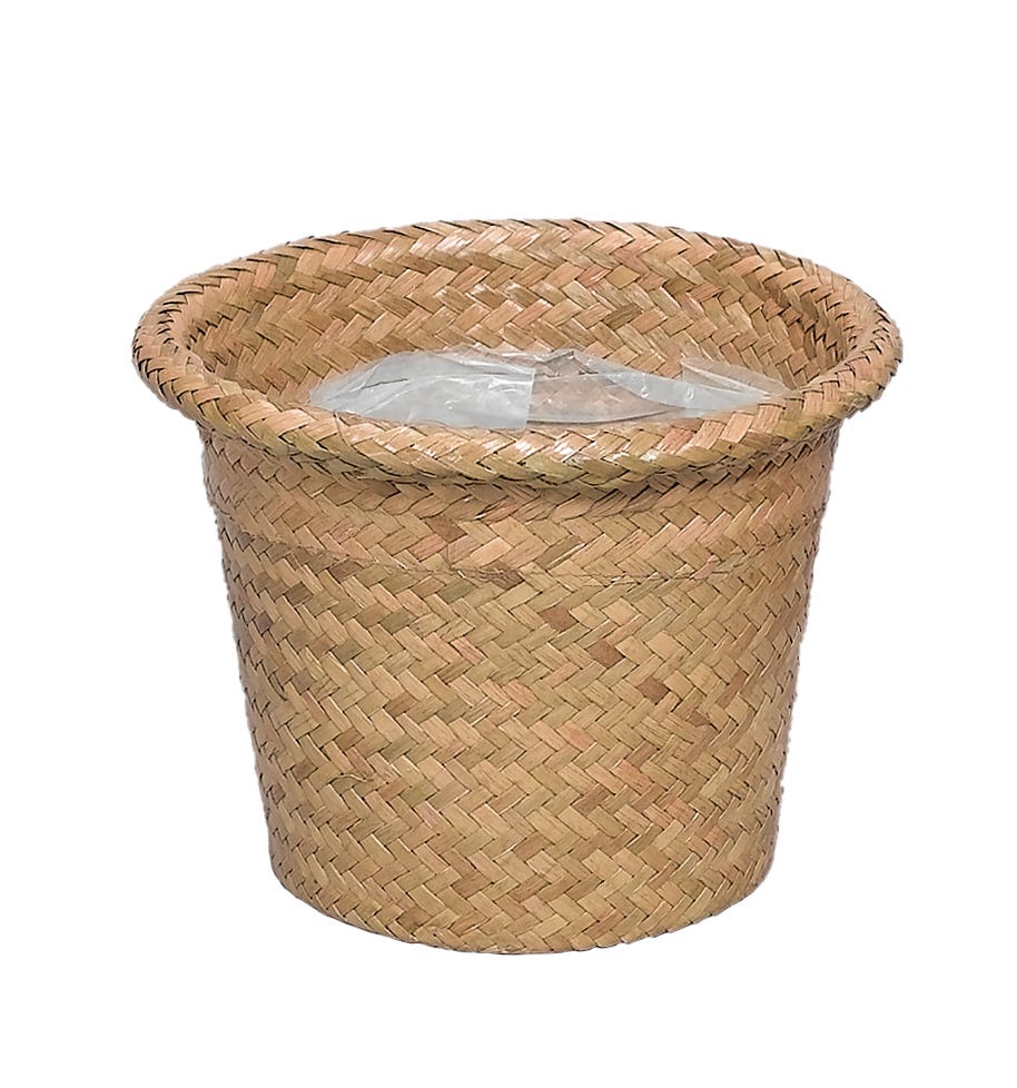 6 Rolled Rim Natural Grass Pot Cover
