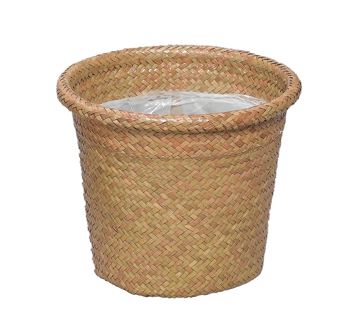 8 Rolled Rim Natural Grass Pot Cover
