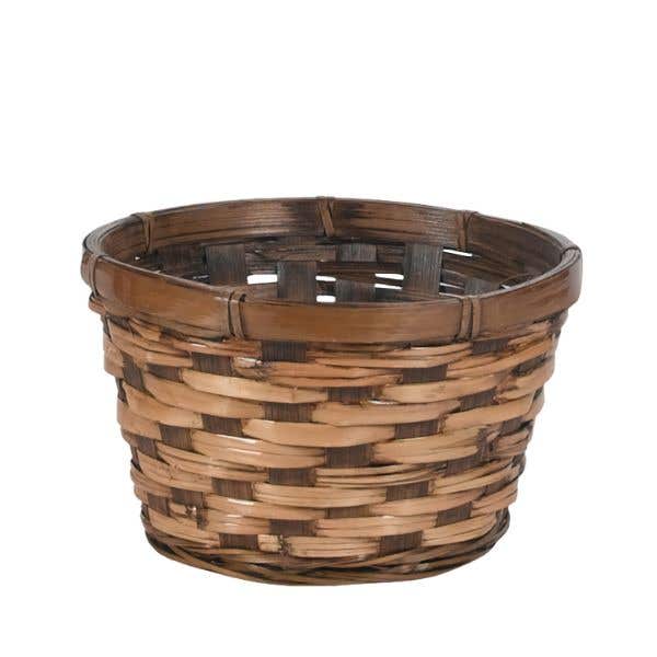 6.5 x 4 Round Stained Bamboo Basket