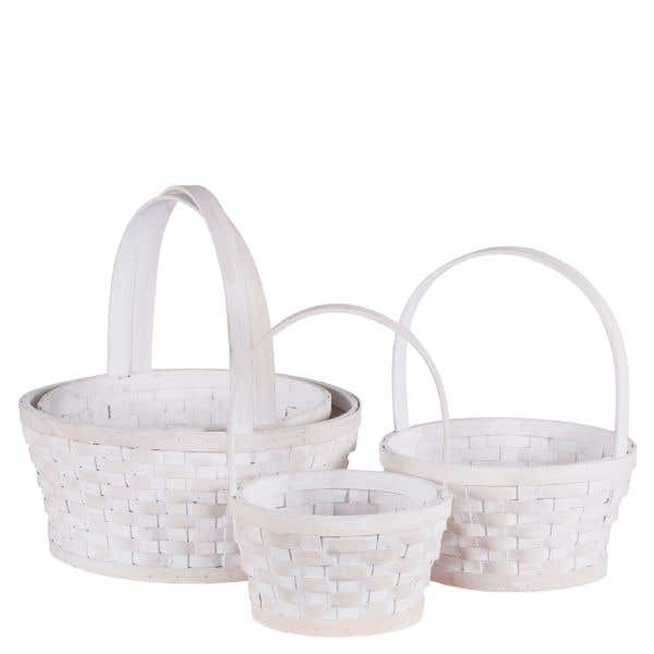 8 - 14 White Wash Baskets, Set of 4