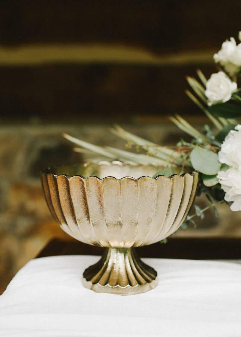 8.5 x 6.25 Gold Scallop Compote, 8-Case