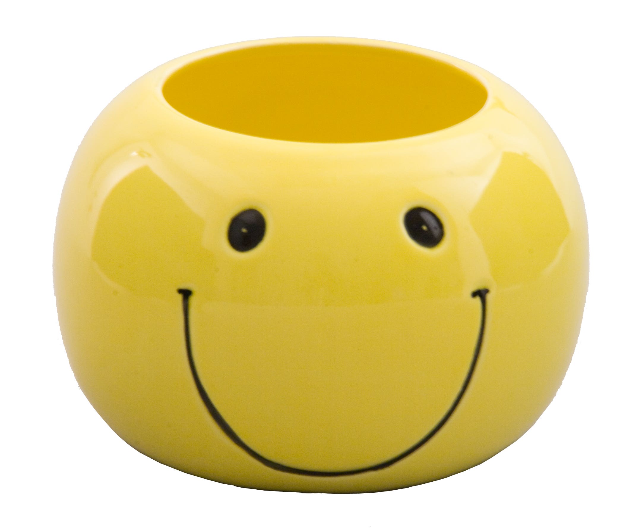 3.5 Yellow Smiley Face Ceramic Bowl