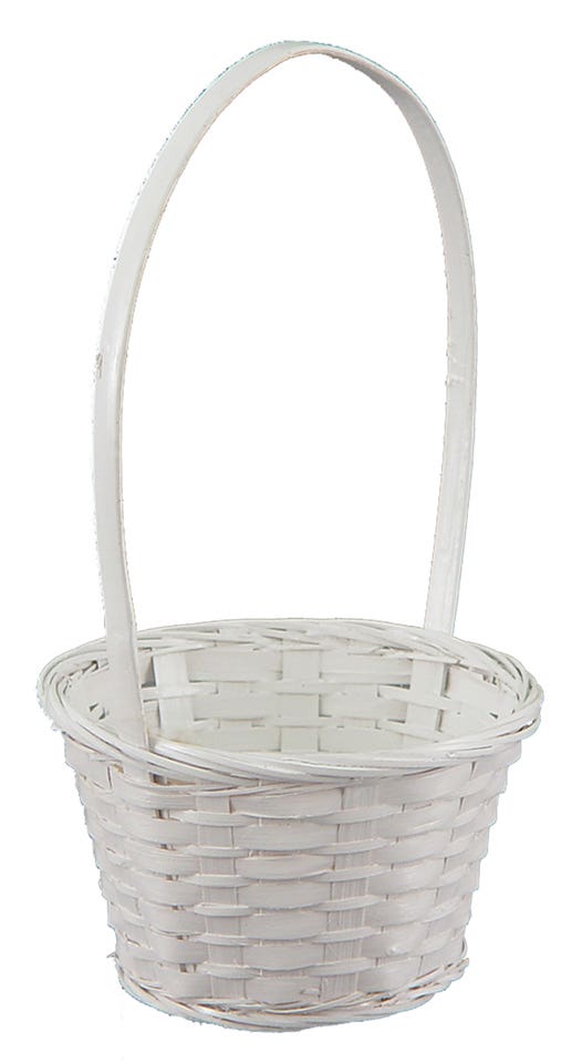 5 Round White Bamboo Basket