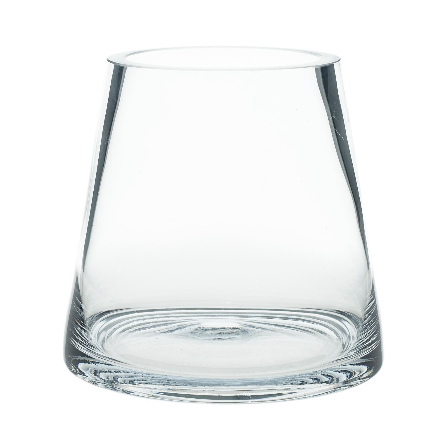 5.4 x 5 Fat Pyramid Clear Glass Vase