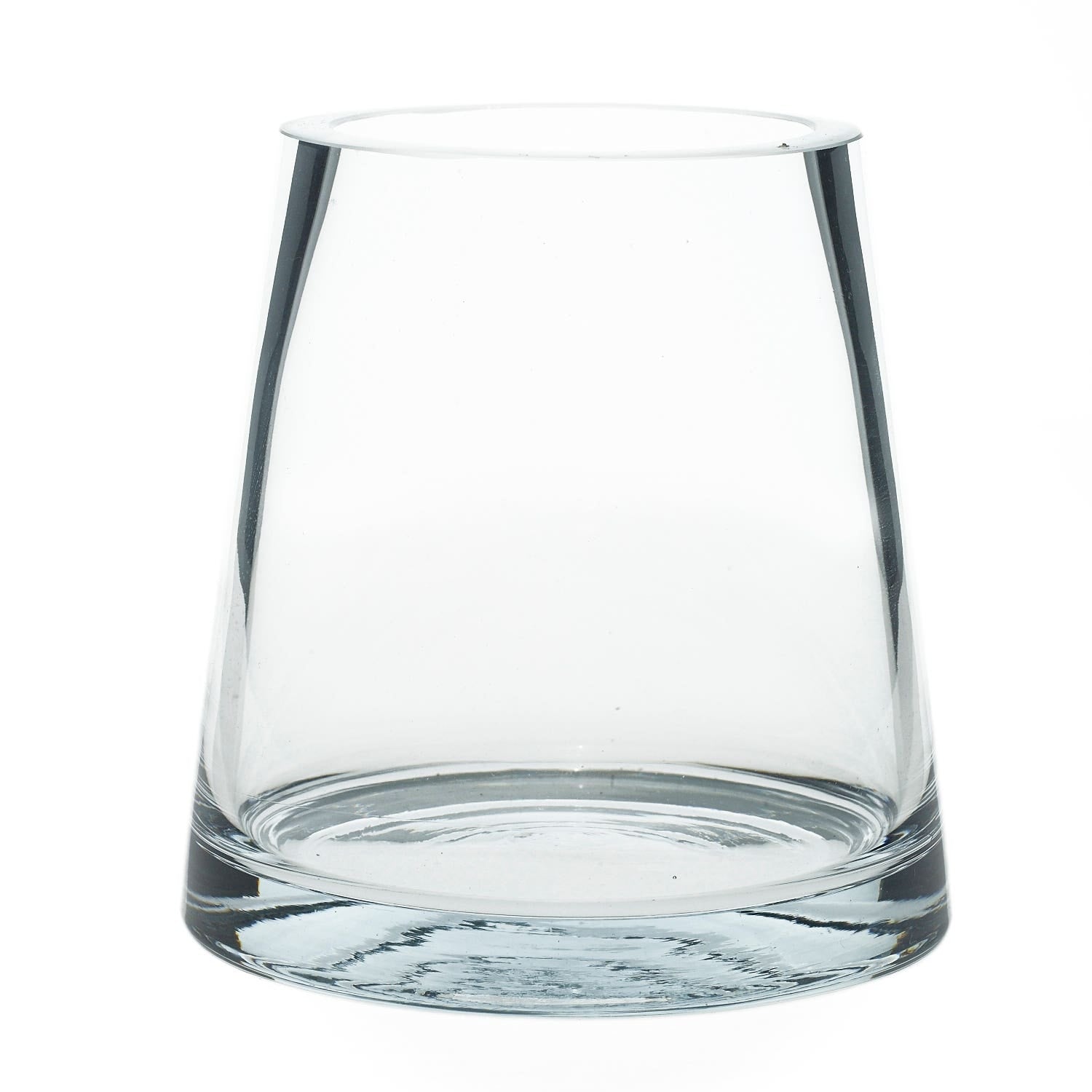 5.7 x 6 Fat Pyramid Clear Glass Vase