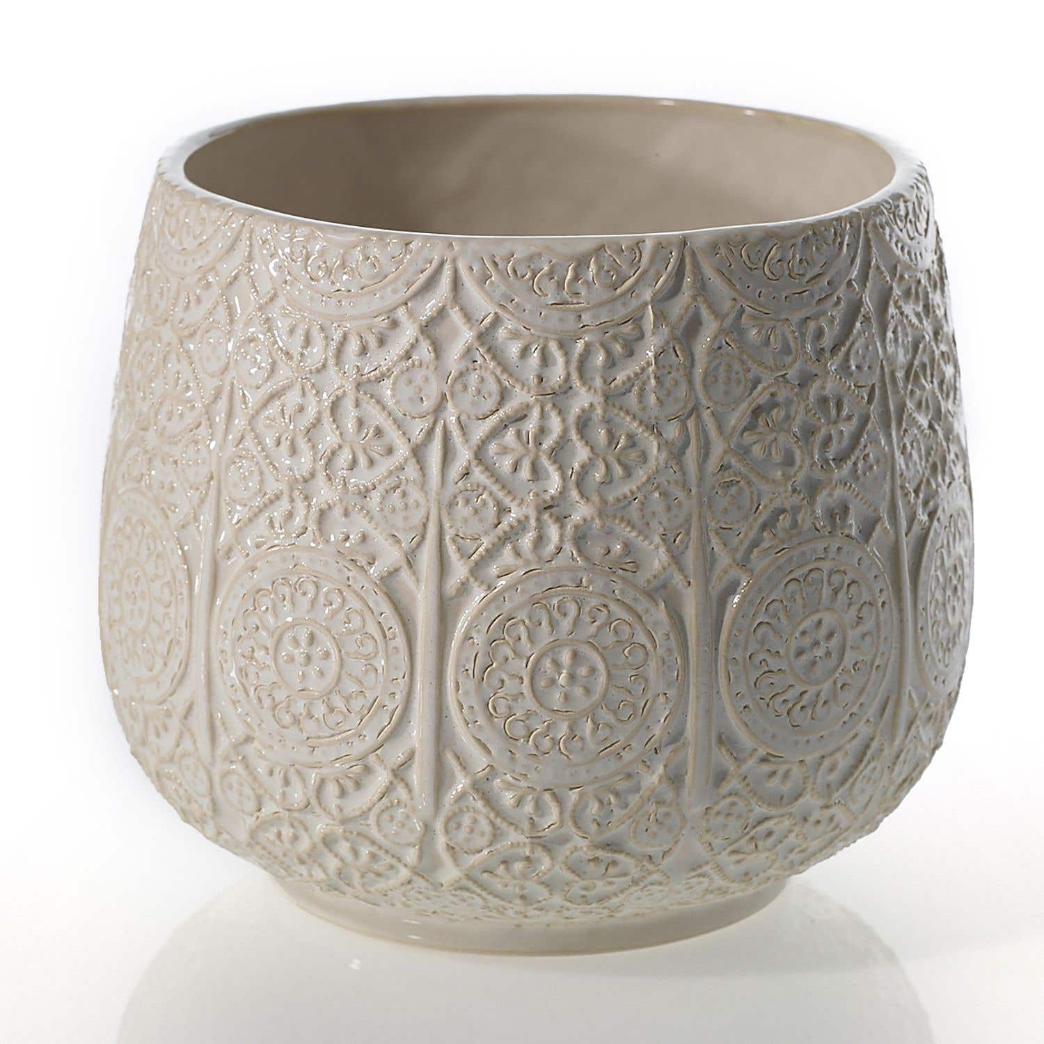 7.75x6.75 Francis White Ceramic Pots, 6