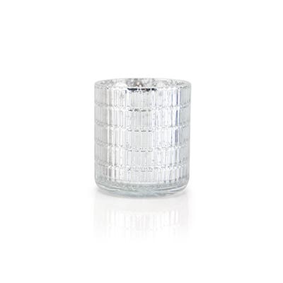 3.55 Antique Silver Glass Votive Holder
