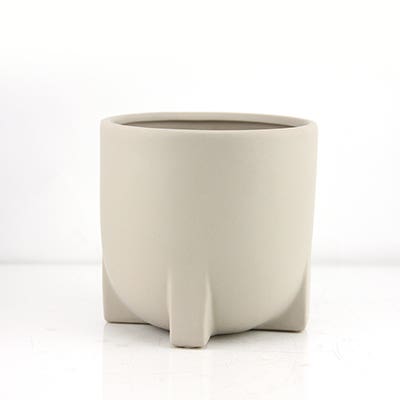 6 Taupe Smooth Ceramic Pot