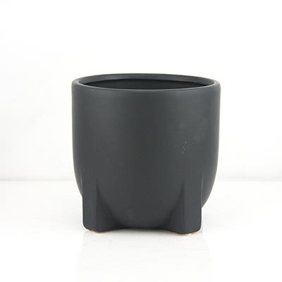 6 Black Smooth Ceramic Pot