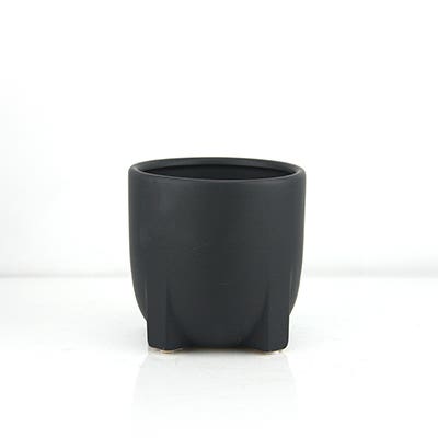 5 Black Smooth Ceramic Pot