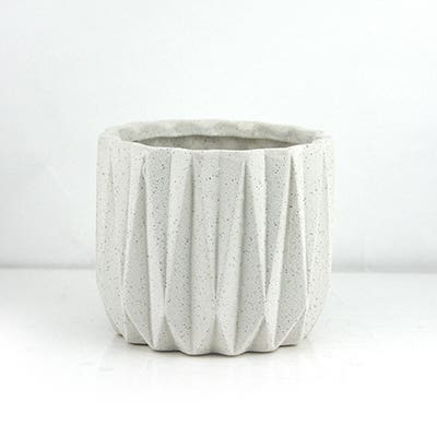 5.75 White Geometric Ceramic Pot