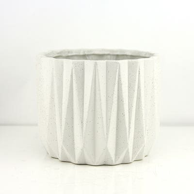 6.5 White Geometric Ceramic Pot