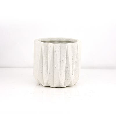 5 White Geometric Ceramic Pot