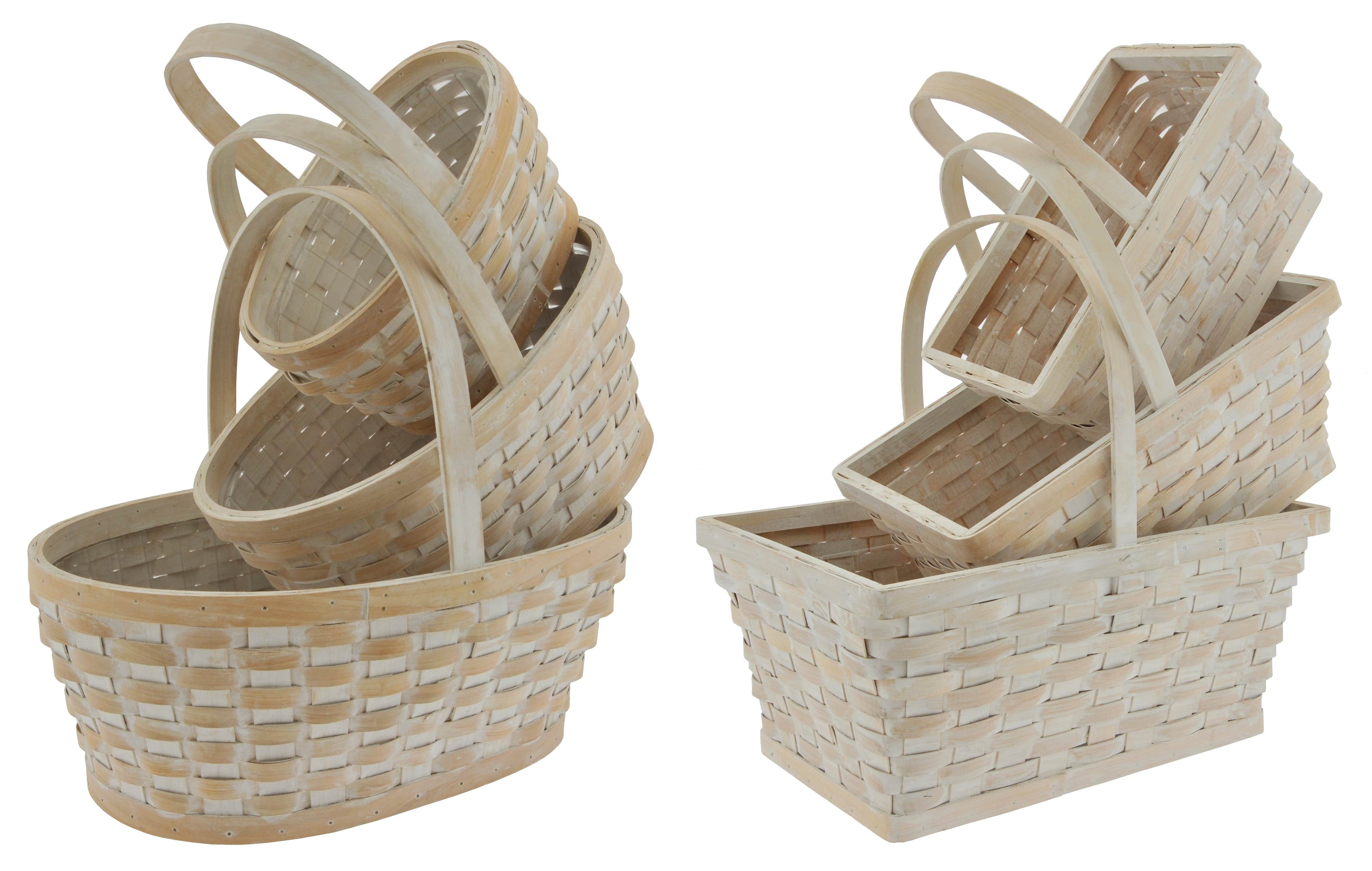 11 Oval Woodchip Baskets, Set of 3