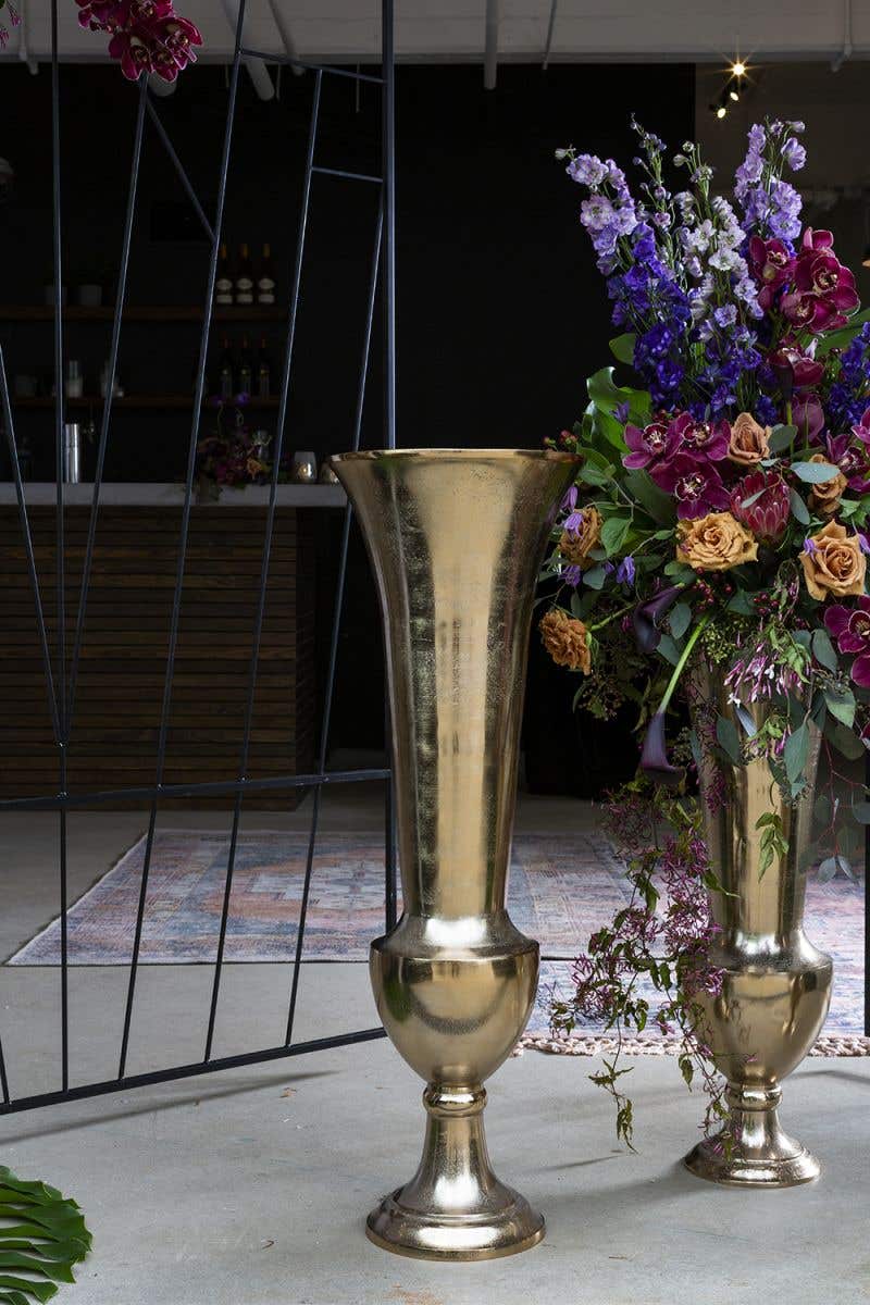 11.5 x 31.75 Riela Champagne Metal Vase