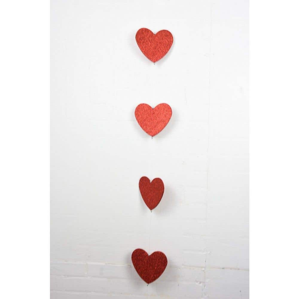 6' x 6 Red Glitter Heart Garland