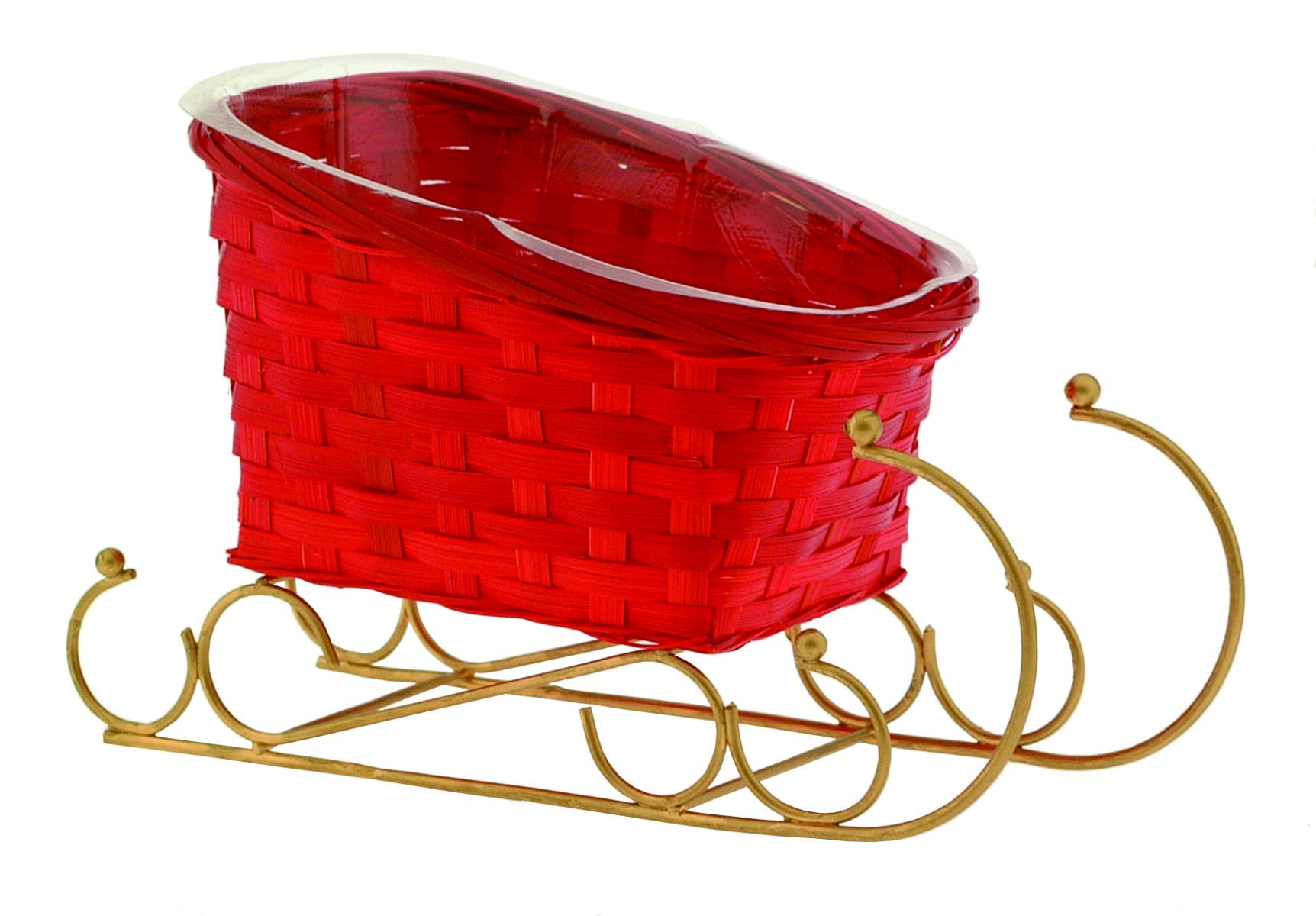 10 Bamboo Red Sleigh Basket