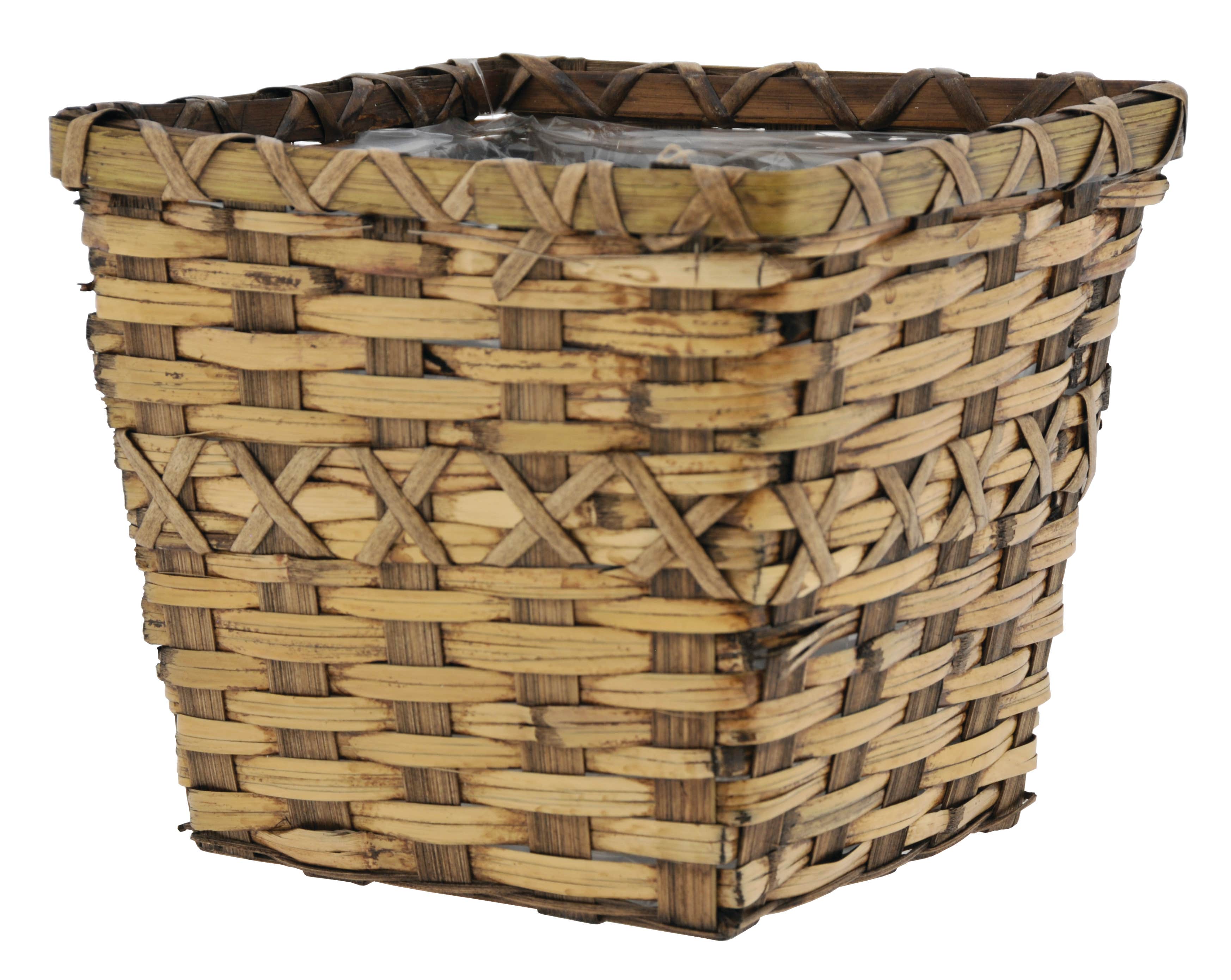 6 Square Brown Bamboo Pot Cover