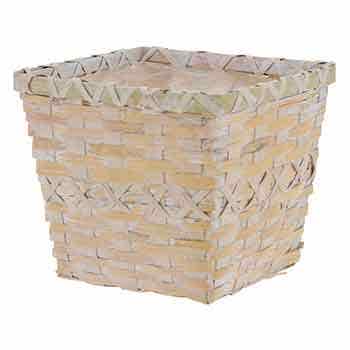 6 Square White Wash Pot Cover