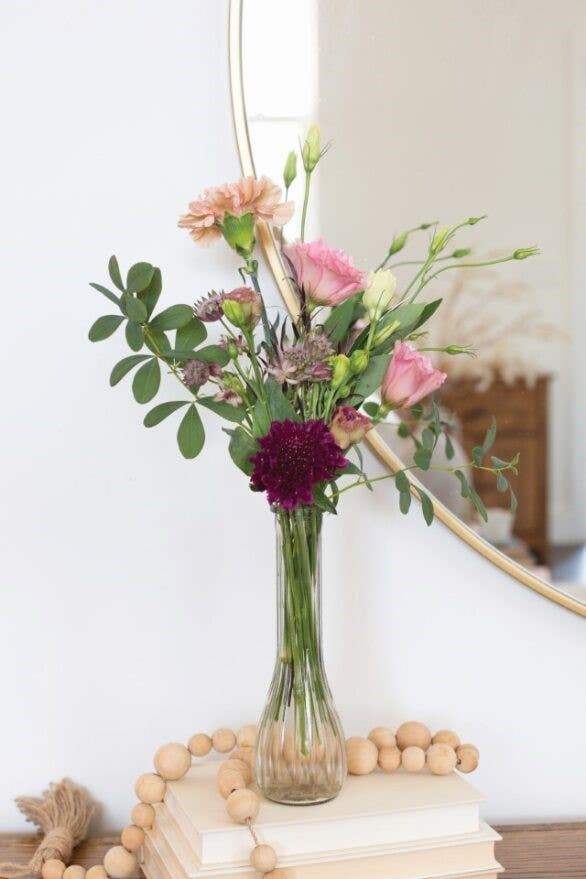 8.5 Clear Glass Swirl Bud Vases,48-Case