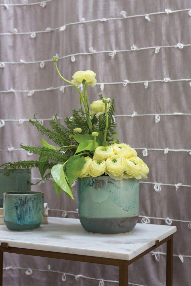 6x6.75 Caribe Mint Ceramic Pots, 8-Case