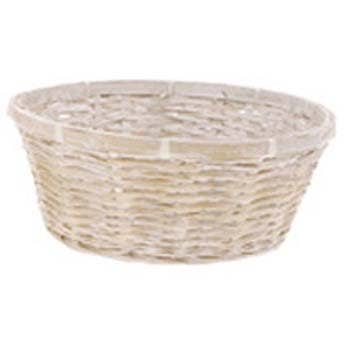 12 Round White Wash Bamboo Basket