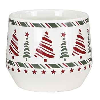 4.75" White W Christmas Tree Design Ceramic Pot