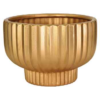 Gold Round Line Stoneware Pot 6.25"