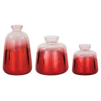 Red Ombre Vase, 3-Set