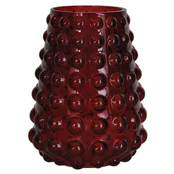 8" Red Bubble Glass Vase