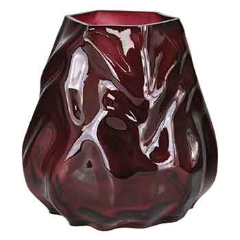 7" Cranberry Molten Rock Glass Vase