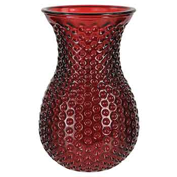 10" Round Ruby Red Invrtd Dot Vase