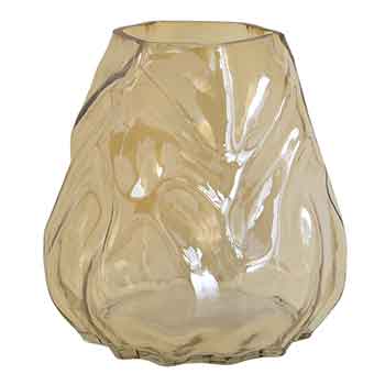7" Amber Pyramid Wave Glass Vase