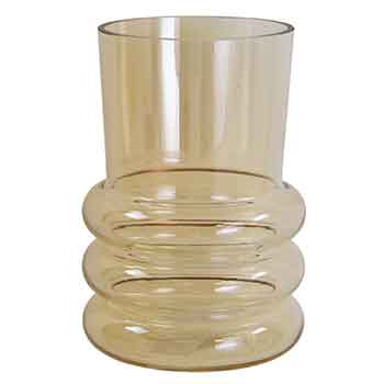 8" Amber Mod Ring Round Glass Vase