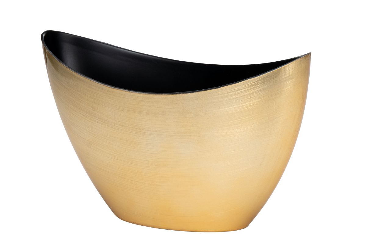 11.25 x 4.5 x 6.875" Foil Gold Tall Boat Planter