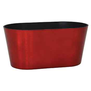 9.25"Oval Brushed Red Plastic Planter