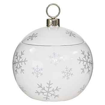 6.5" White Snowflake Ceramic Pot With Lid