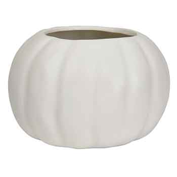 SO-5"RND MATTE WHITE PUMPKIN POT T4180S