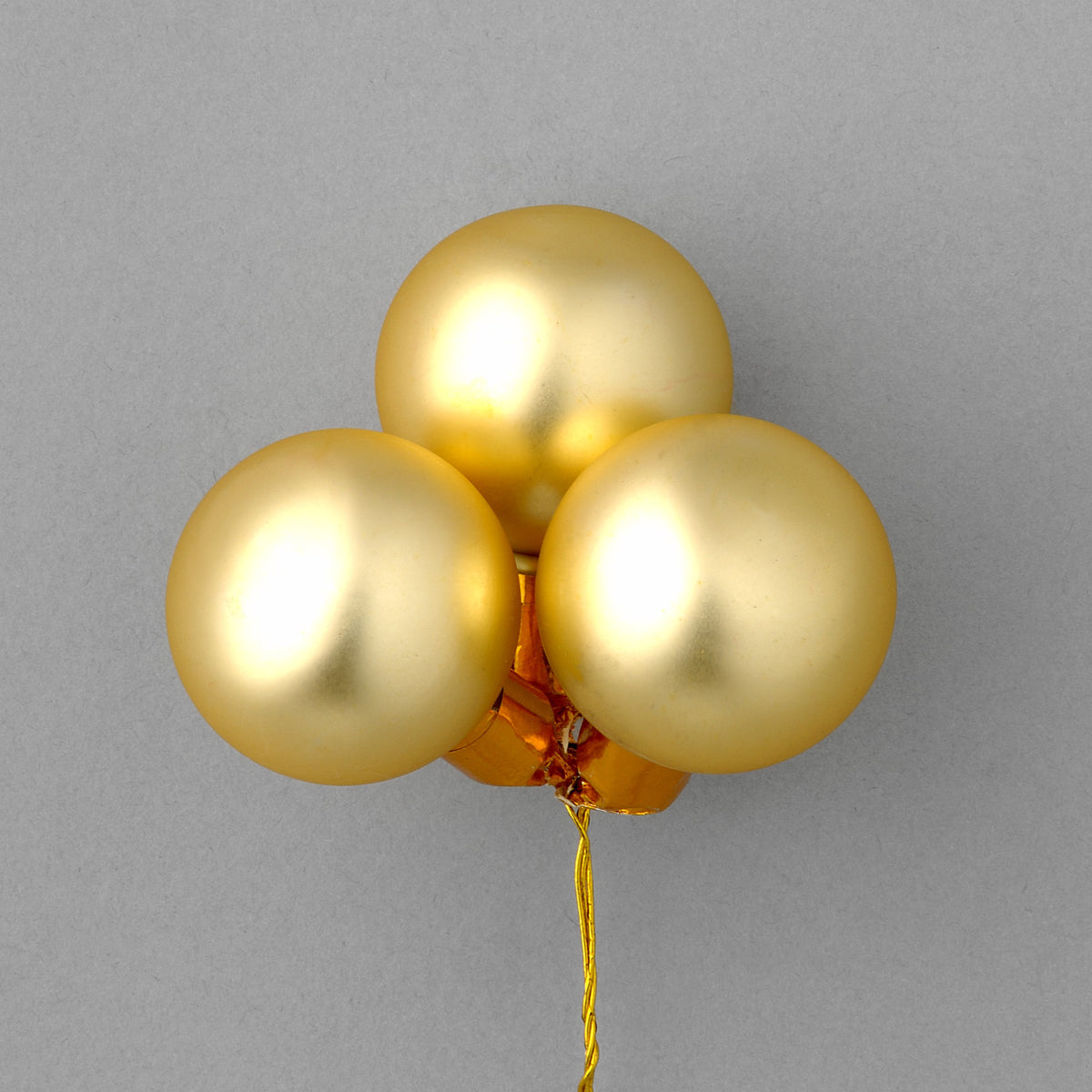 50mm Gold Matte Glass Christmas Ball with Matte Finish & Matching Color Wire Stem, #20 Gauge, 24-Box
