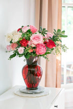 10.625 Clear Ruby Glass Vases, 6-Case