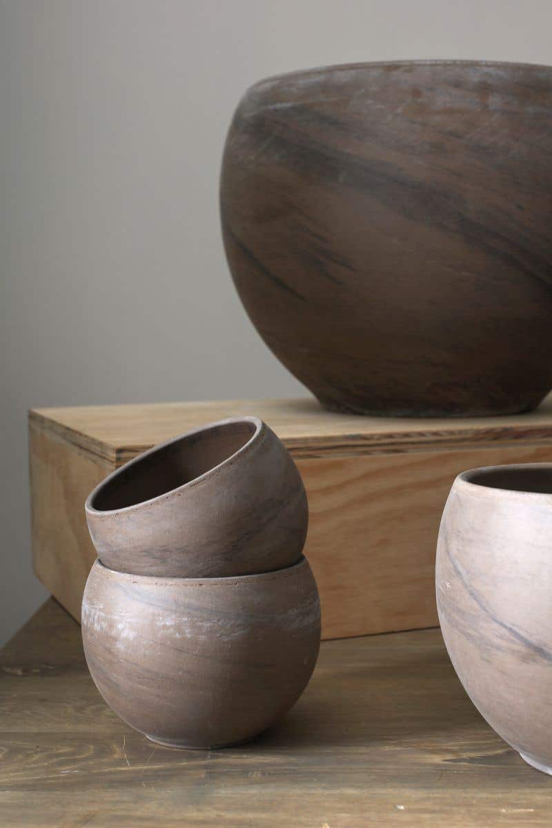 4.75 x 3.5 Astrid Gray Ceramic Pots, 9